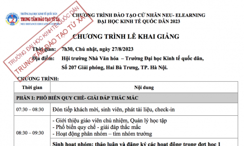 Lịch khai giảng Đại Học Từ Xa Kinh Tế Quốc Dân