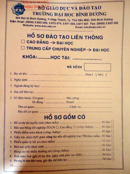 Hướng dẫn làm Hồ Sơ Liên Thông Đại Học